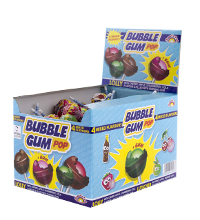 Bubble Gum Pop Mix Box - balené lízátko se žvýkačkou 15g