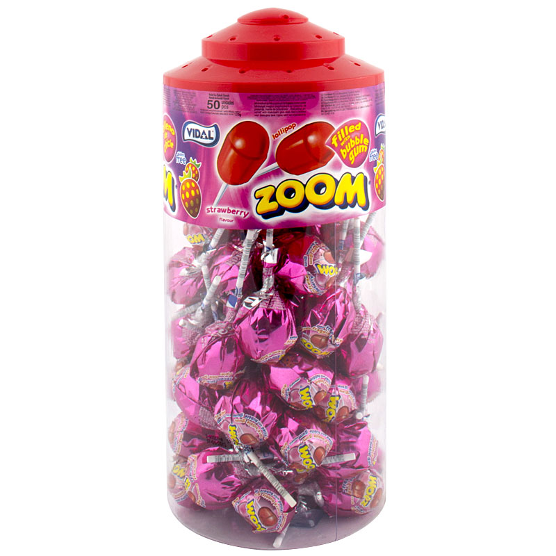 ZOOM POP Jahoda - lízátka se žvýkačkou 25,5g