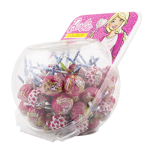 Barbie  Lollipop + bubble gum - lízátko se žvýkačkou  15g