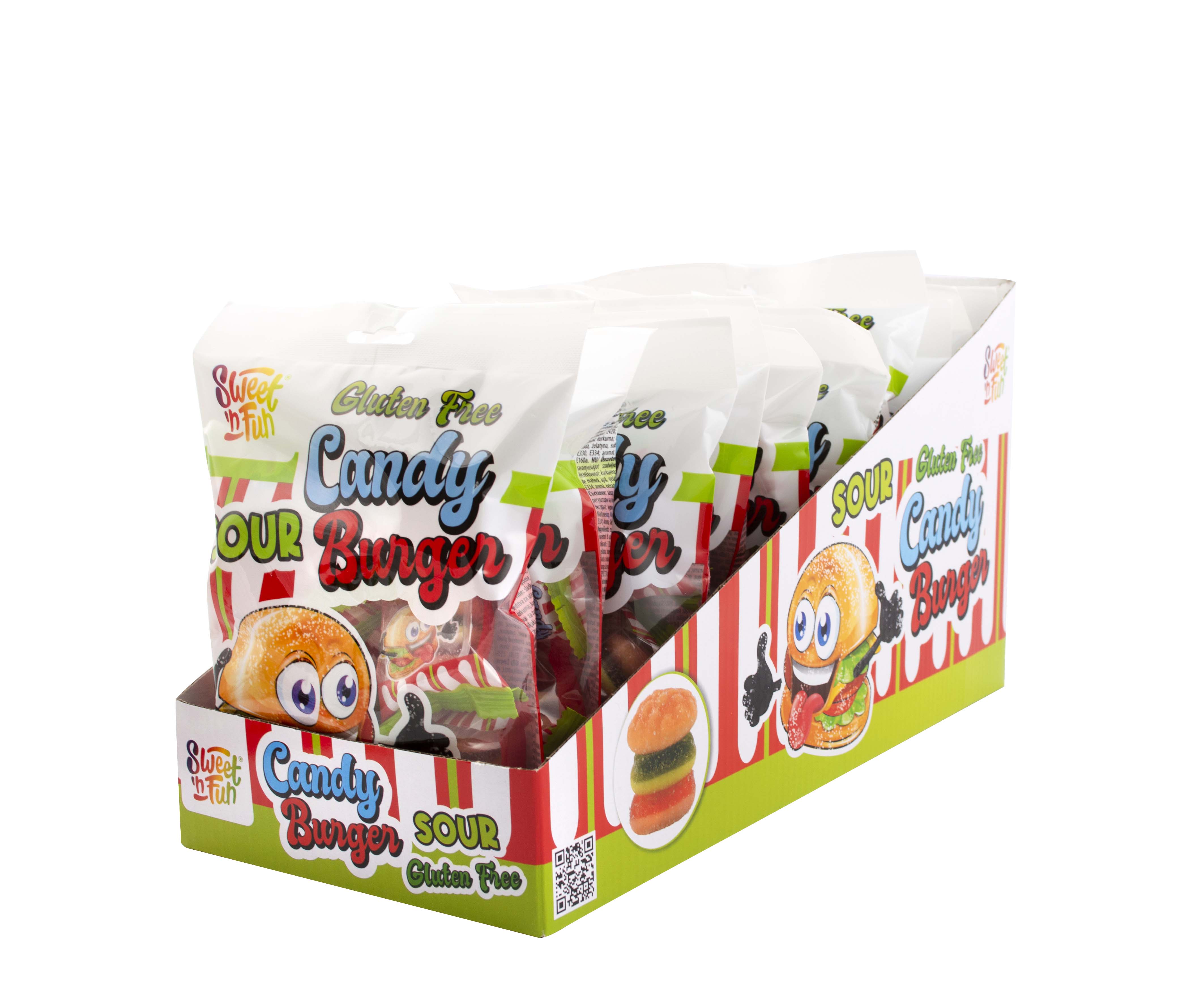 Sour gummy burger - kusově balené kyselé želé burgery v sáčku 54g