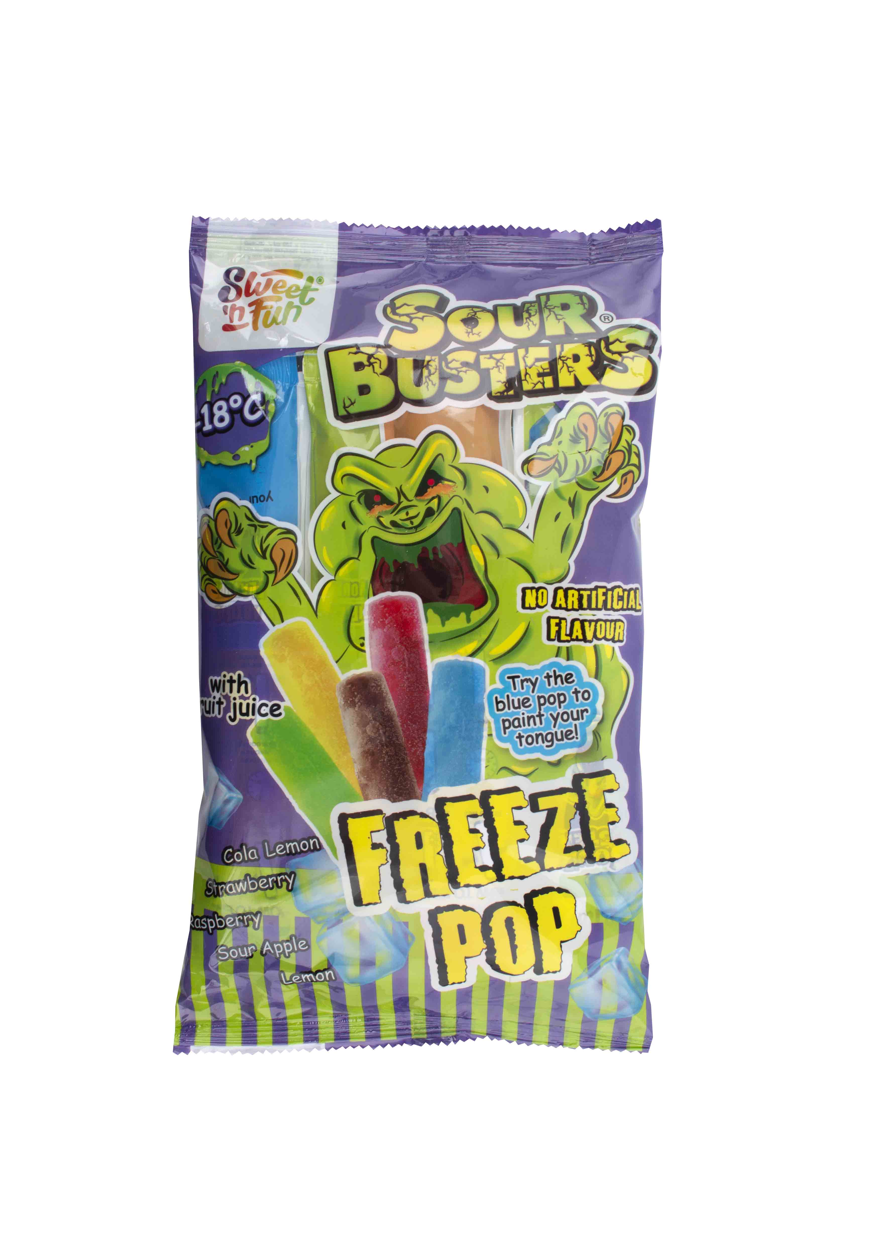 Sour Busters Freeze Pop - zmrzliny ke zmražení s ovocnou složkou 10x50ml