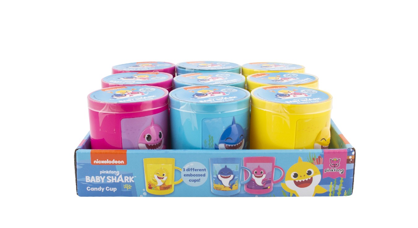 Baby Shark Candy Cup – hrníček s reliéfem, překvapením a cukrovinkou 10g