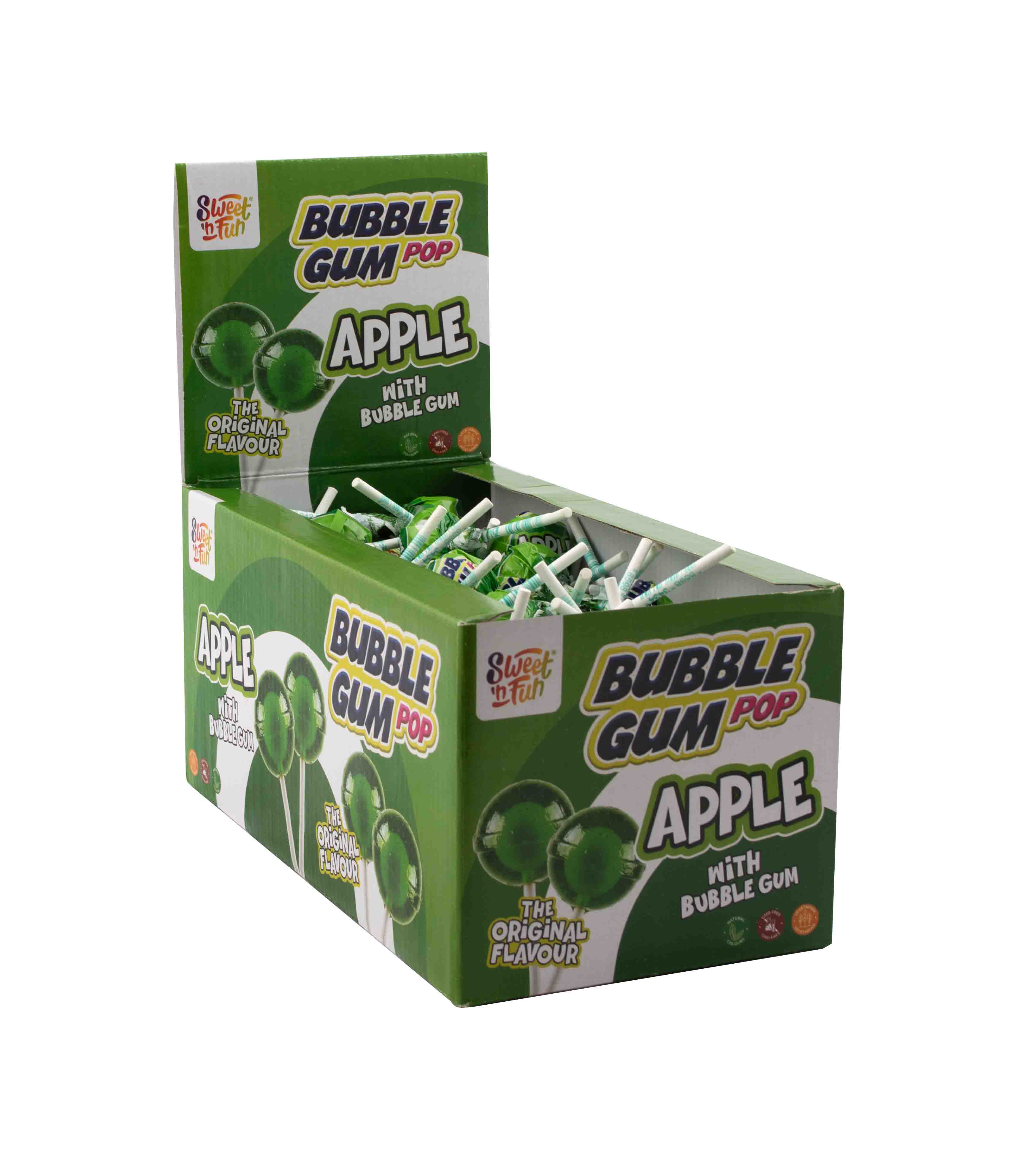 Apple Bubble Gum Pop - lízátko se žvýkačkou 15g