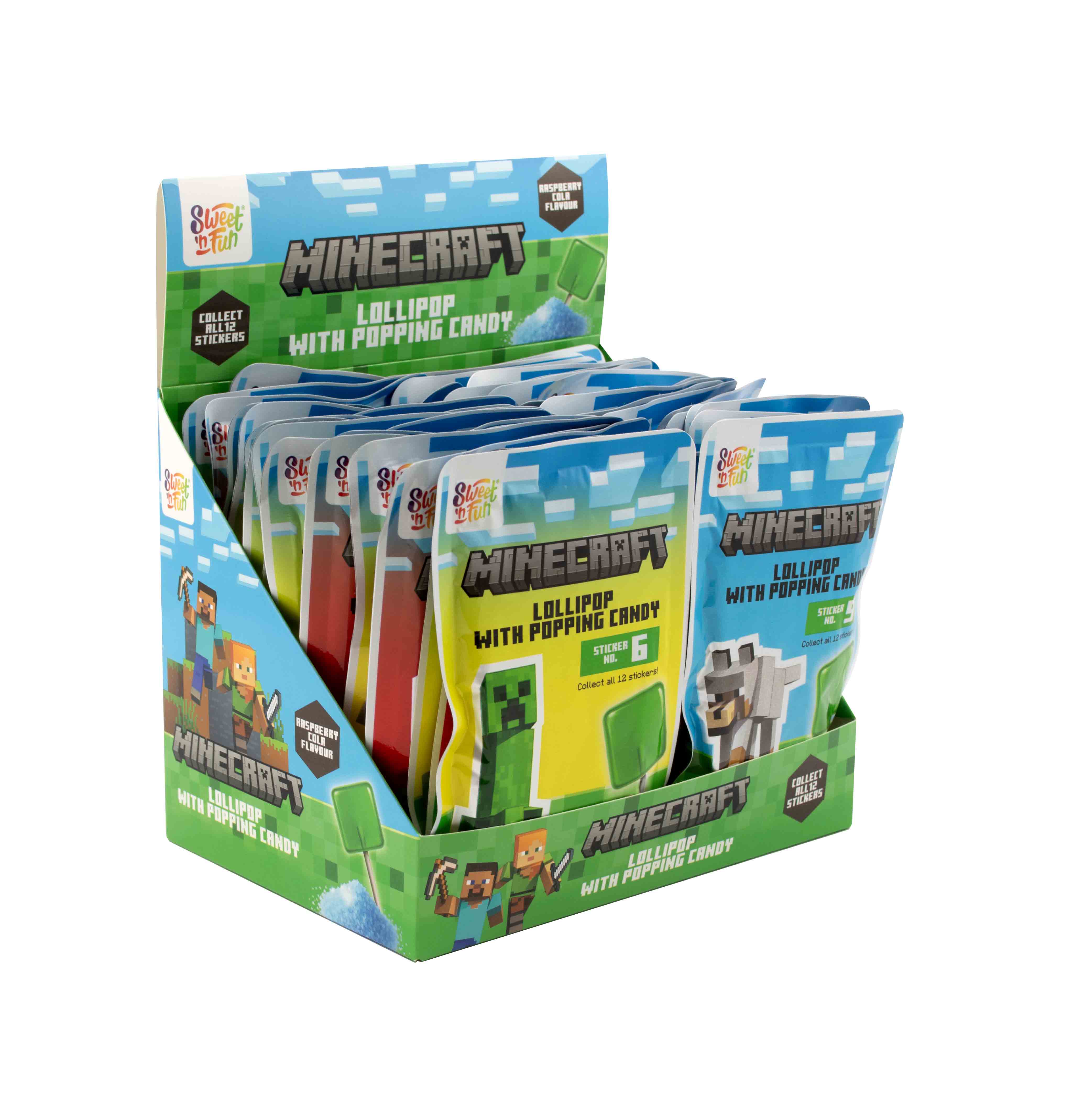 Minecraft Popping Candy - lízátko s práskacím práškem a samolepkou 15g