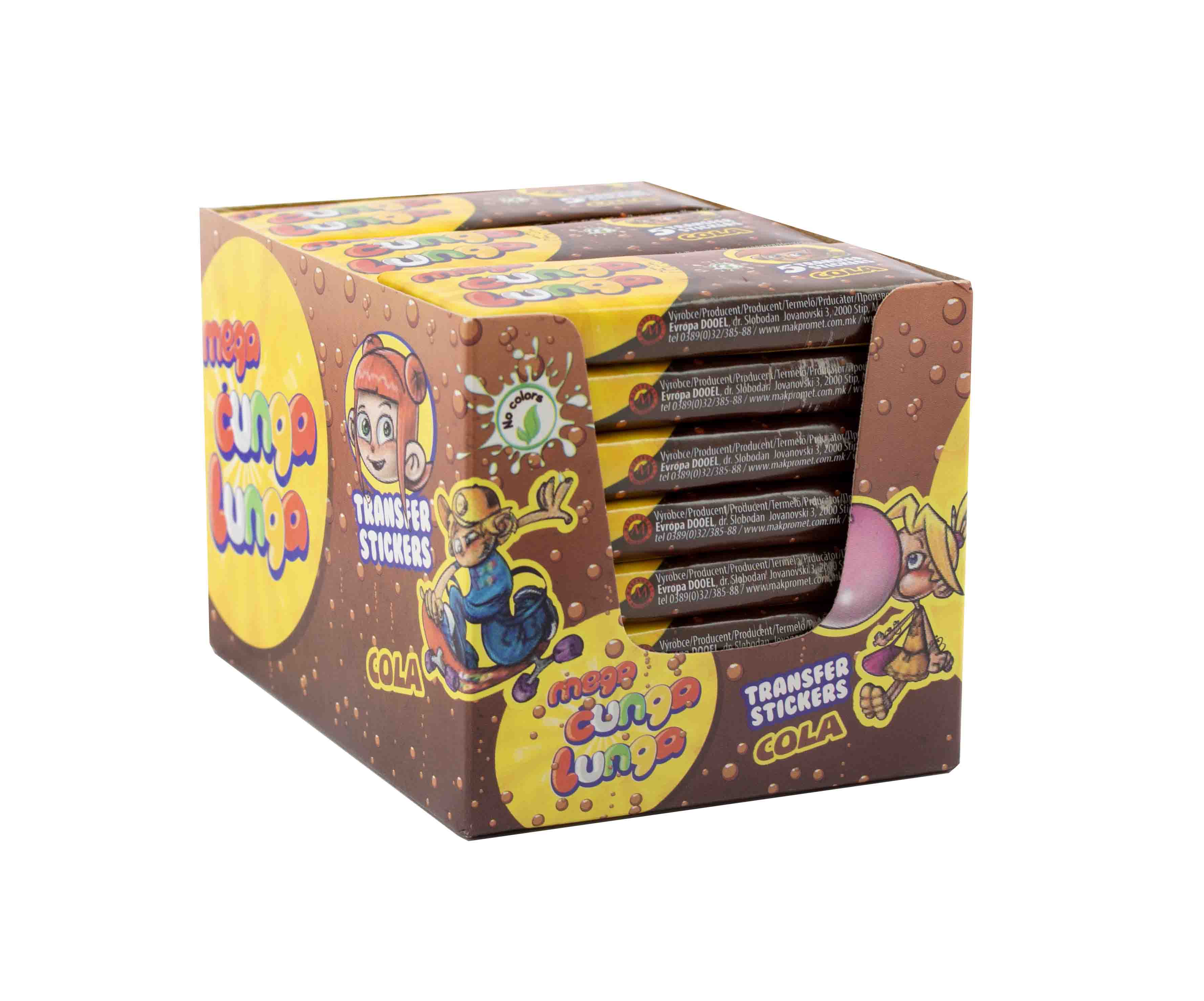 Mega Cunga Lunga Cola - balení 5 žvýkaček s tetovačkou 19g