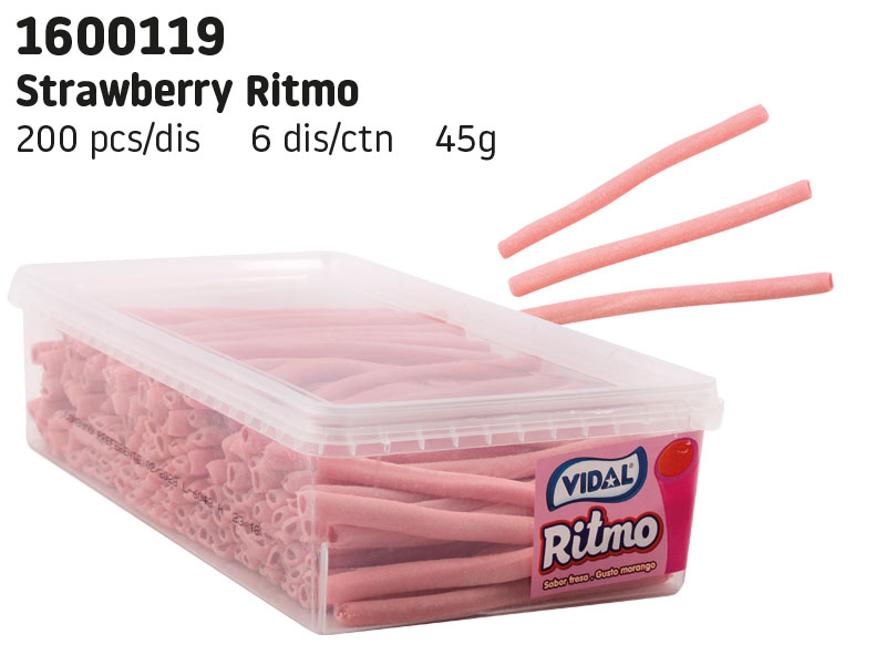 Strawberry Ritmo - růžový moučný pendrek s jahodovou náplní 7g 