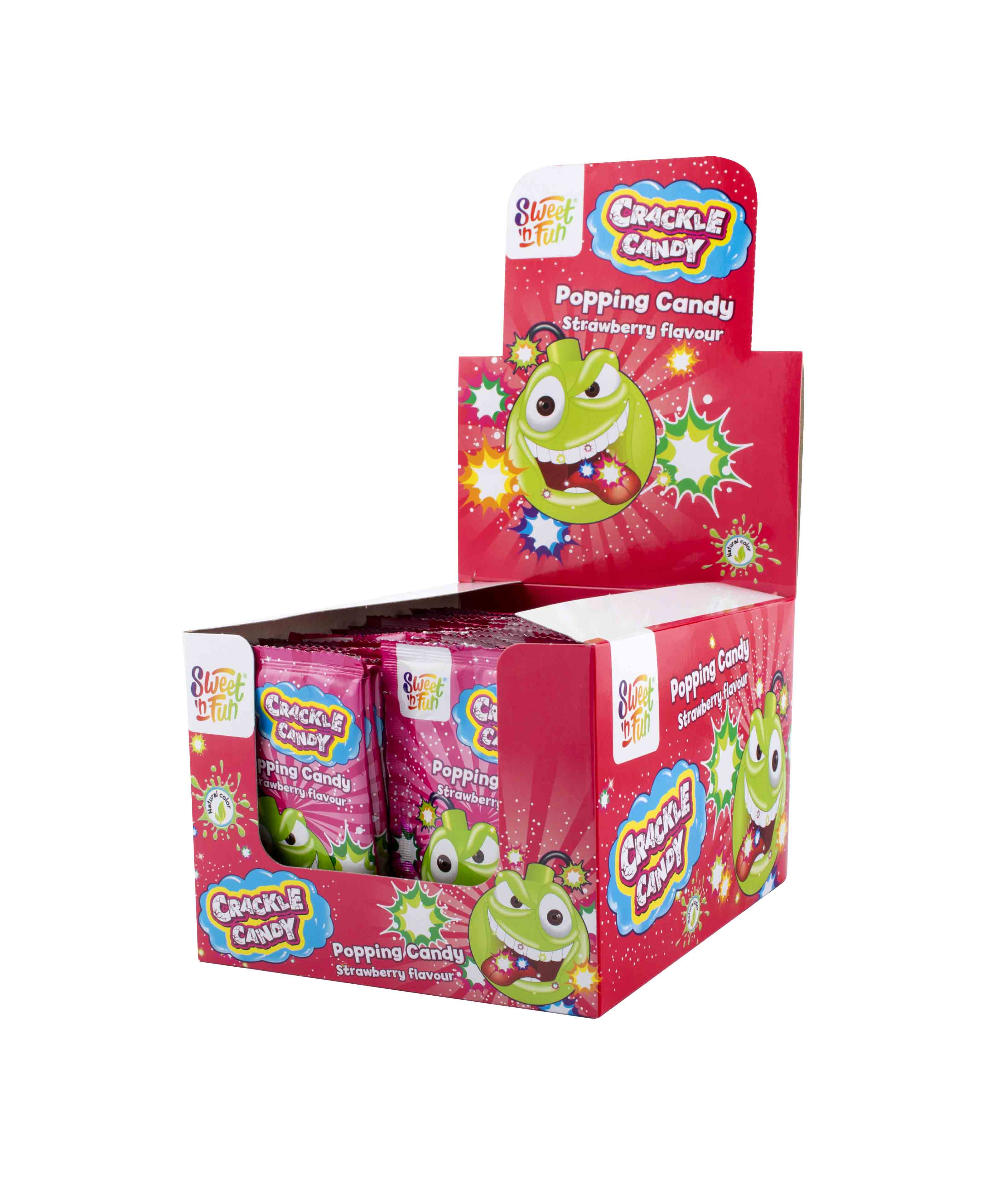 Crackle candy STRAWBERRY – žvýkačka s práskacím práškem 8g