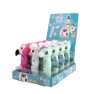 Flamingo, Unicorn, Lama Spin Pop - hračka s lízátkem 8g
